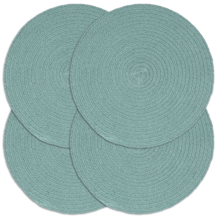 vidaXL Placemats 4 st rond 38 cm katoen effen groen afbeelding 1