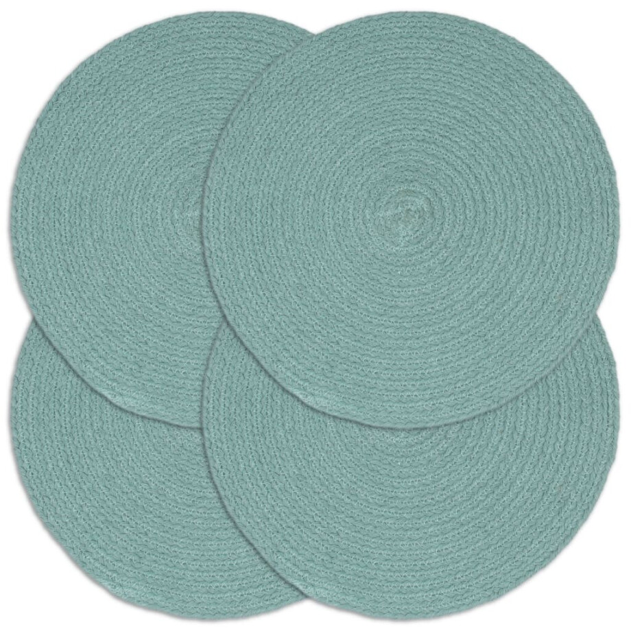 vidaXL Placemats 4 st rond 38 cm katoen effen groen afbeelding 1