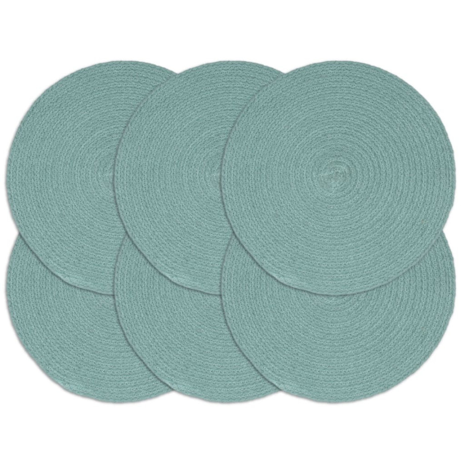 vidaXL Placemats 6 st rond 38 cm katoen effen groen afbeelding 1