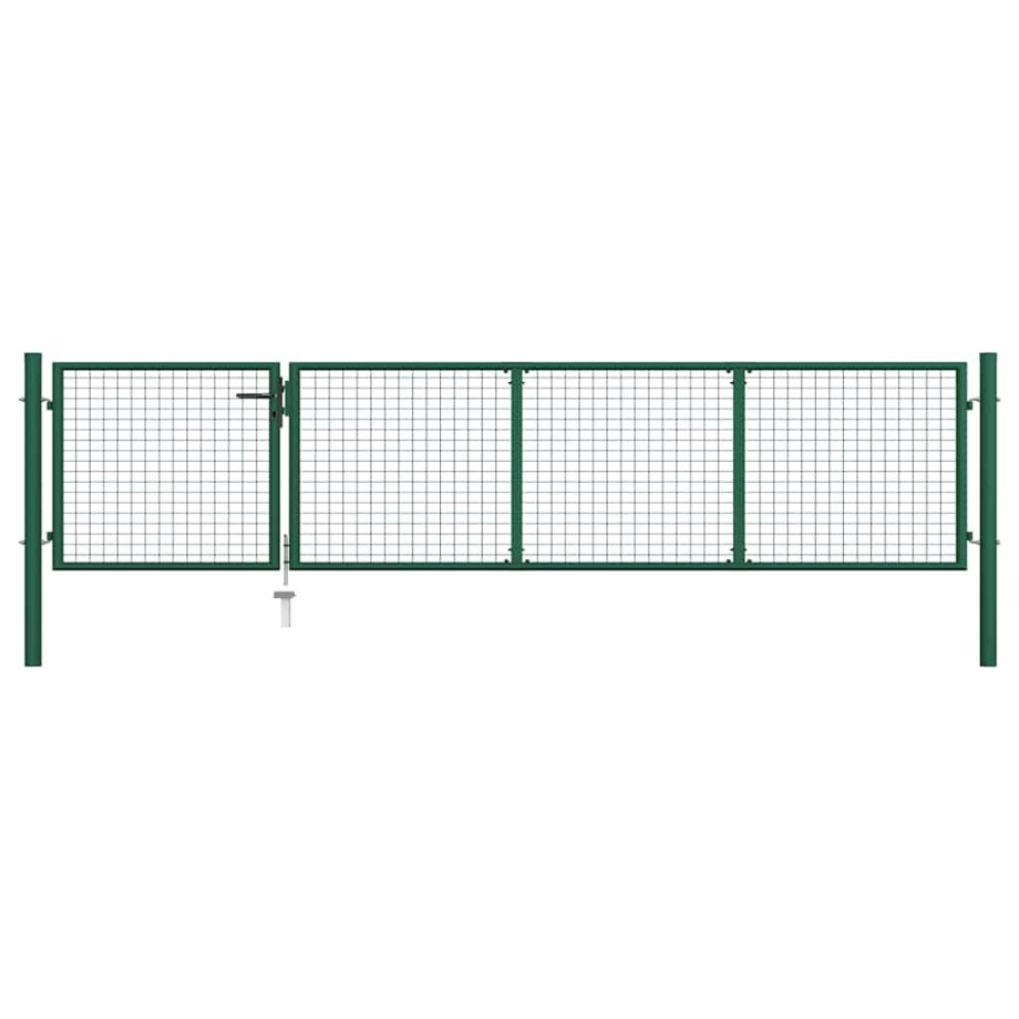 vidaXL Tuinpoort staal 350x75 cm groen afbeelding 1