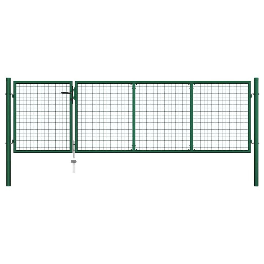 vidaXL Tuinpoort staal 350x100 cm groen afbeelding 1