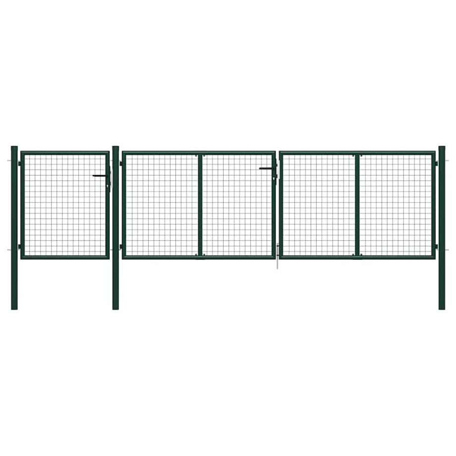 vidaXL Tuinpoort staal 400x100 cm groen afbeelding 1