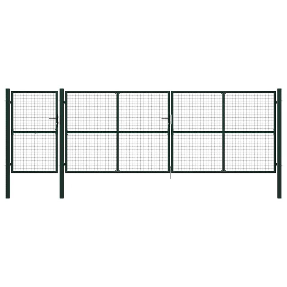 vidaXL Tuinpoort staal 500x150 cm groen afbeelding 1