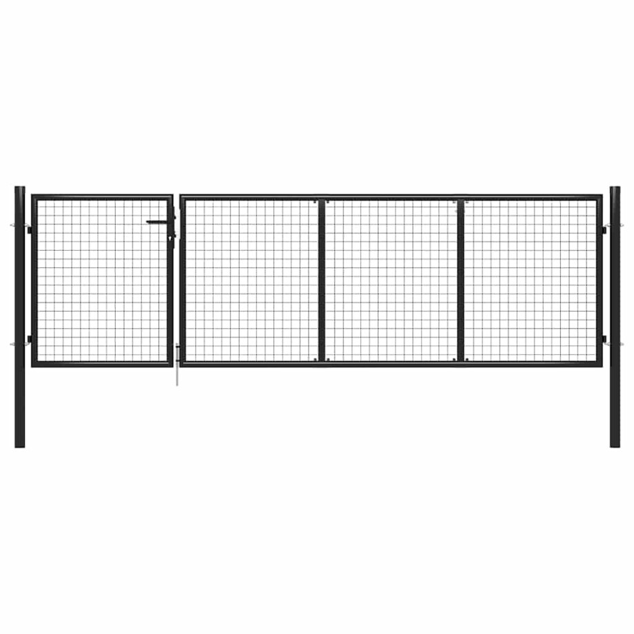 vidaXL Tuinpoort staal 350x100 cm antraciet afbeelding 1