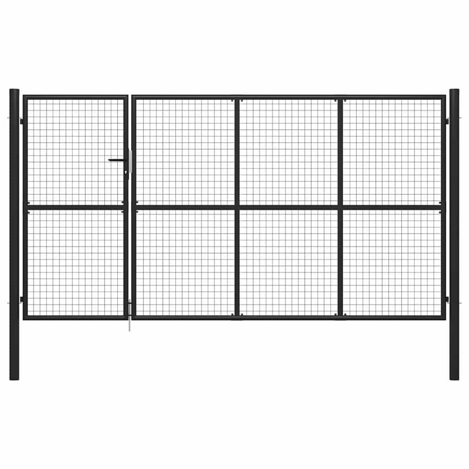 vidaXL Tuinpoort staal 350x175 cm antraciet afbeelding 1