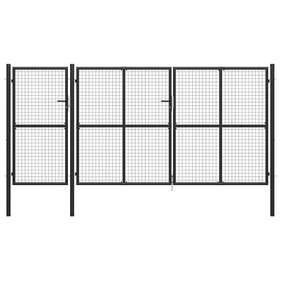 vidaXL Tuinpoort staal 400x150 cm antraciet vidaXL Tuinpoort staal 400x150 cm antraciet afbeelding 1