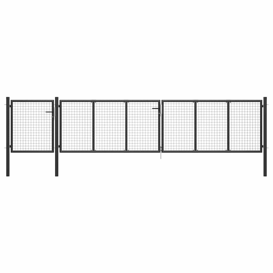 vidaXL Tuinpoort staal 500x75 cm antraciet afbeelding 1