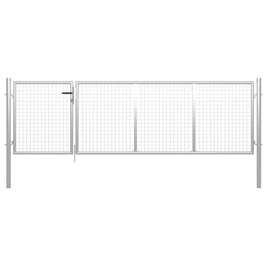 vidaXL Tuinpoort staal 350x100 cm zilver vidaXL Tuinpoort staal 350x100 cm zilver afbeelding 1