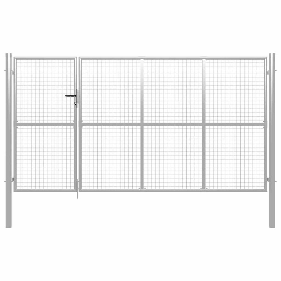 vidaXL Tuinpoort staal 350x175 cm zilver afbeelding 1