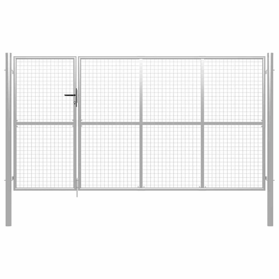 vidaXL Tuinpoort staal 350x200 cm zilver afbeelding 1