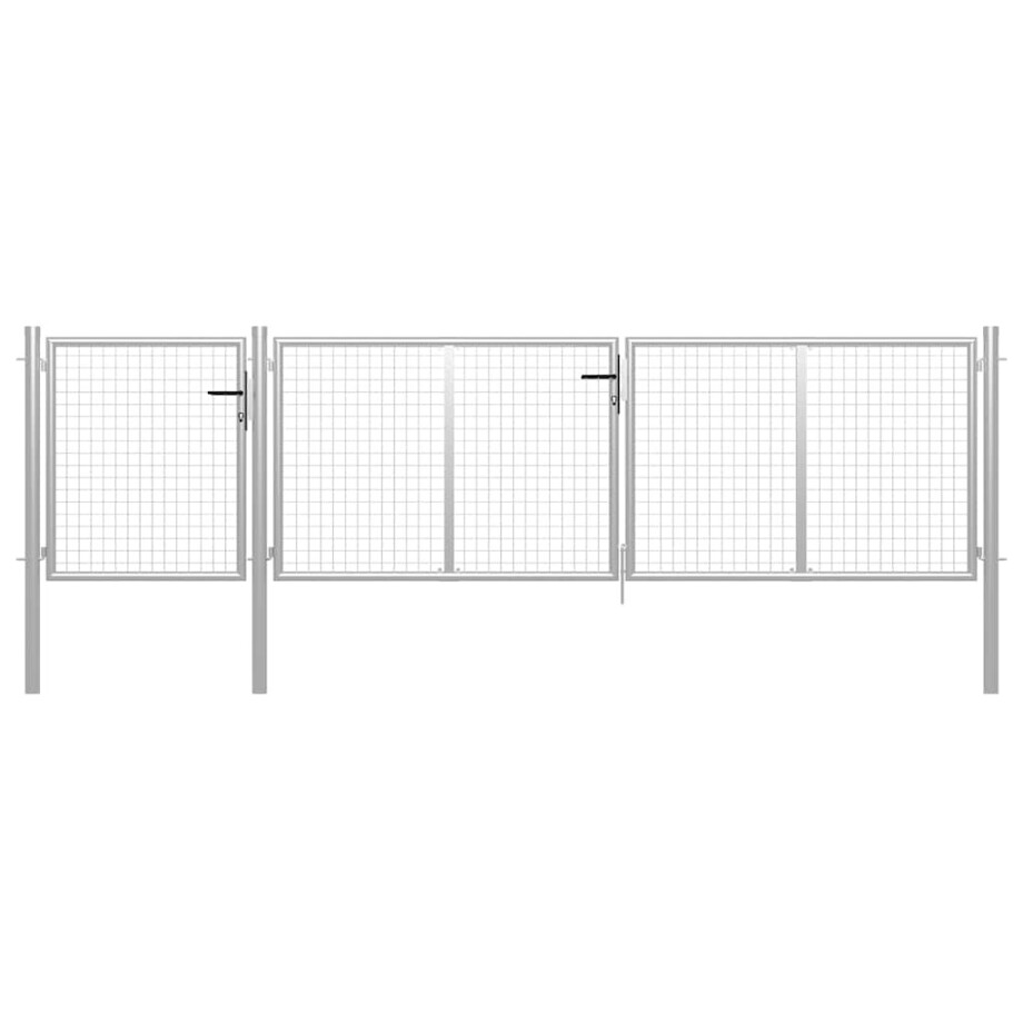 vidaXL Tuinpoort staal 400x75 cm zilver afbeelding 1