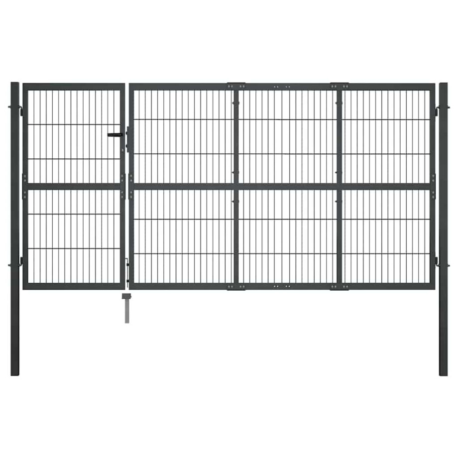 vidaXL Tuinpoort met palen staal 350x120 cm antraciet vidaXL Tuinpoort met palen staal 350x120 cm antraciet afbeelding 1