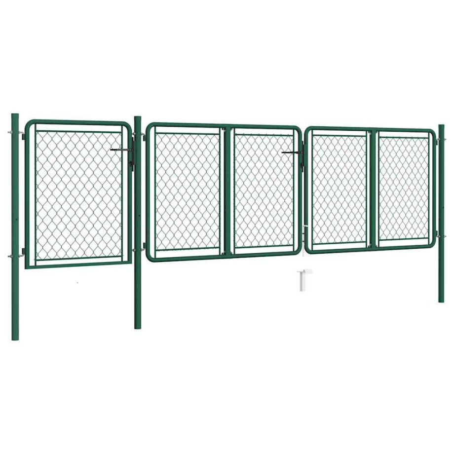 vidaXL Tuinpoort staal 400x75 cm groen vidaXL Tuinpoort staal 400x75 cm groen afbeelding 1