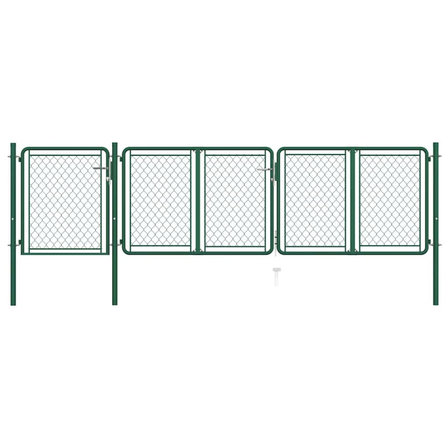 vidaXL Tuinpoort staal 400x100 cm groen vidaXL Tuinpoort staal 400x100 cm groen afbeelding 1
