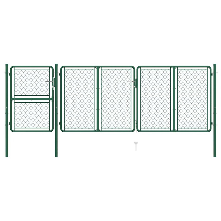 vidaXL Tuinpoort staal 400x125 cm groen vidaXL Tuinpoort staal 400x125 cm groen afbeelding 1