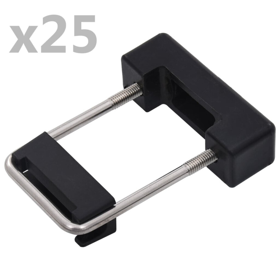 vidaXL U-verbinding met kunststof voor hekpaal 25 sets 60x40 mm afbeelding 1