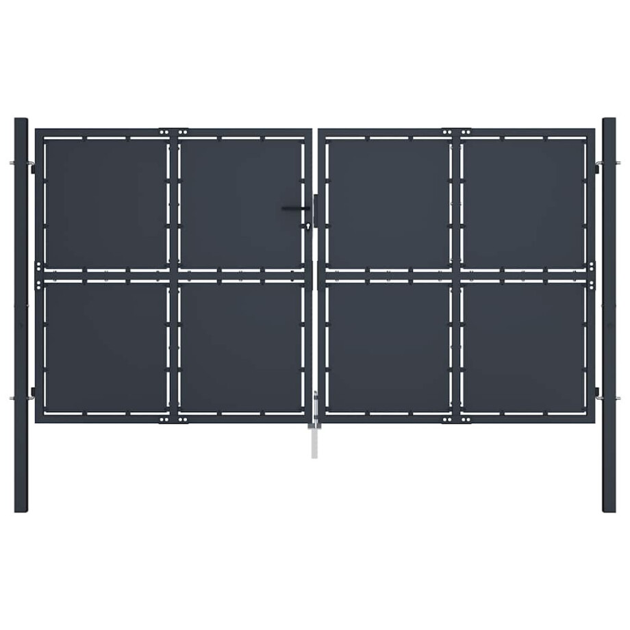 vidaXL Tuinpoort staal 300x125 cm antraciet afbeelding 1