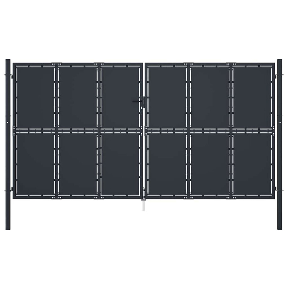 vidaXL Tuinpoort staal 400x175 cm antraciet afbeelding 1