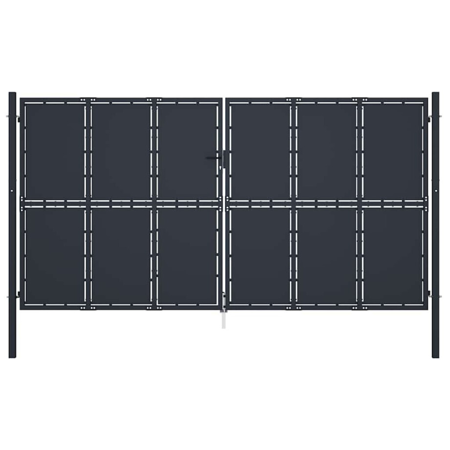 vidaXL Tuinpoort staal 400x200 cm antraciet afbeelding 1