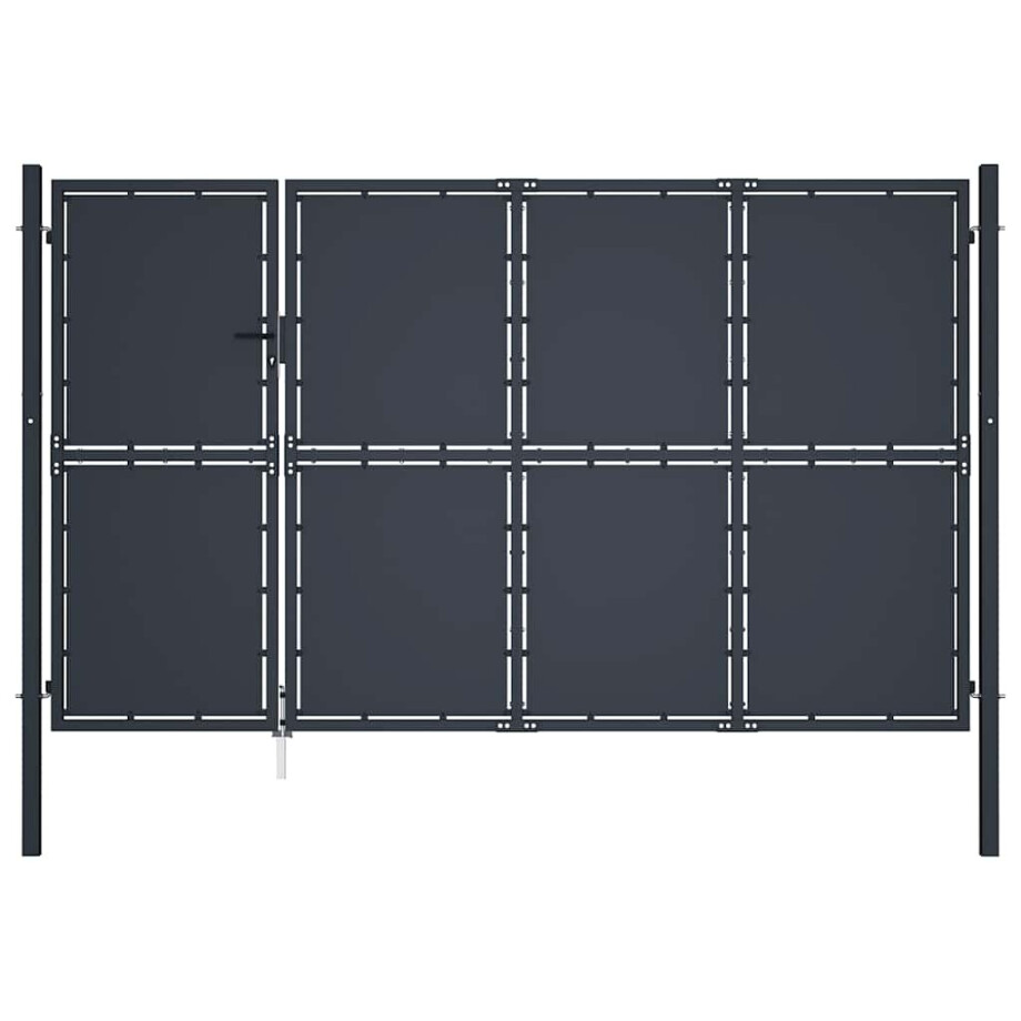 vidaXL Tuinpoort staal 350x150 cm antraciet afbeelding 1