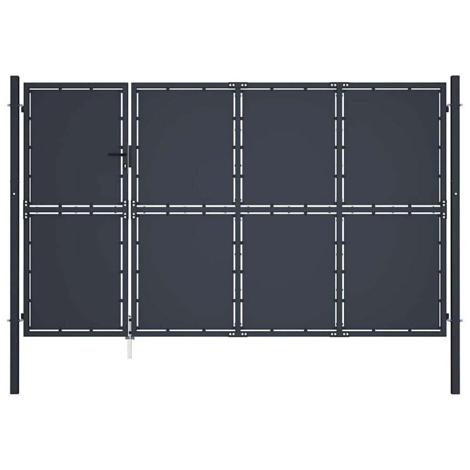 vidaXL Tuinpoort staal 350x175 cm antraciet afbeelding 1