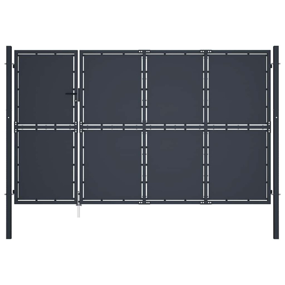 vidaXL Tuinpoort staal 350x200 cm antraciet afbeelding 1