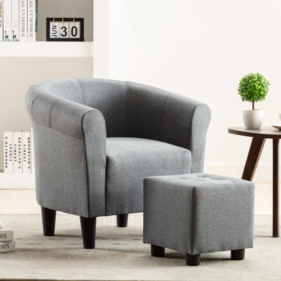 vidaXL Fauteuil stof lichtgrijs afbeelding 1