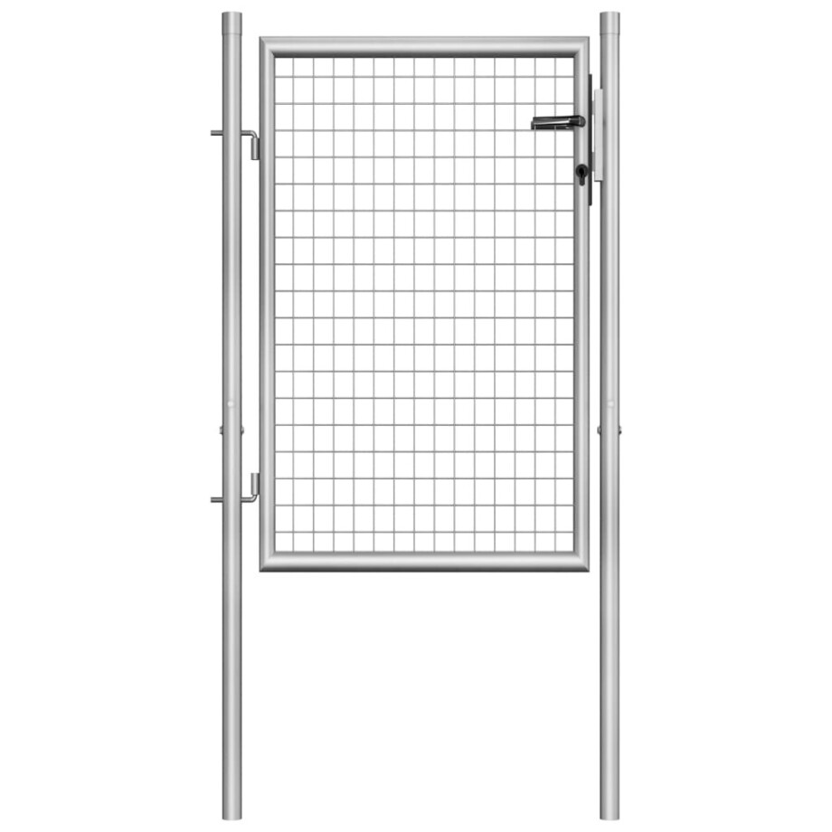 vidaXL Tuinpoort gegalvaniseerd staal 105x100 cm zilver afbeelding 1