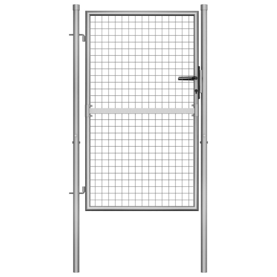 vidaXL Tuinpoort gegalvaniseerd staal 105x125 cm zilver afbeelding 1