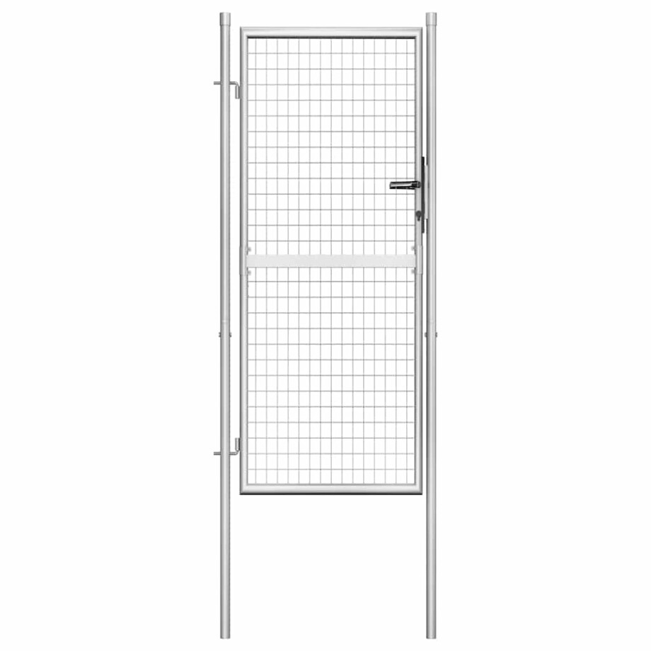 vidaXL Tuinpoort gegalvaniseerd staal 100x175 cm zilver afbeelding 1