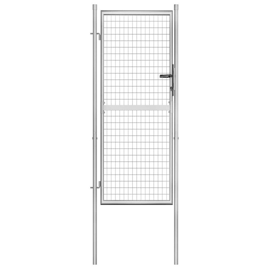 vidaXL Tuinpoort gegalvaniseerd staal 100x200 cm zilver afbeelding 1