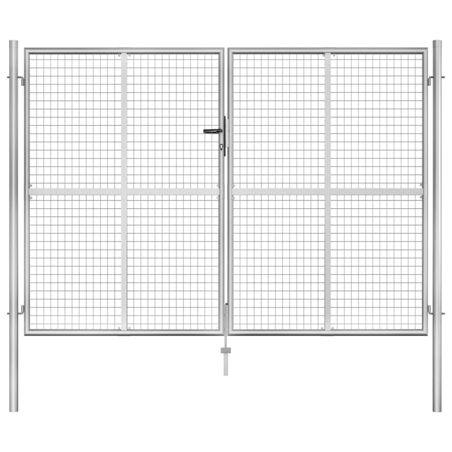vidaXL Tuinpoort gegalvaniseerd staal 300x175 cm zilver afbeelding 1