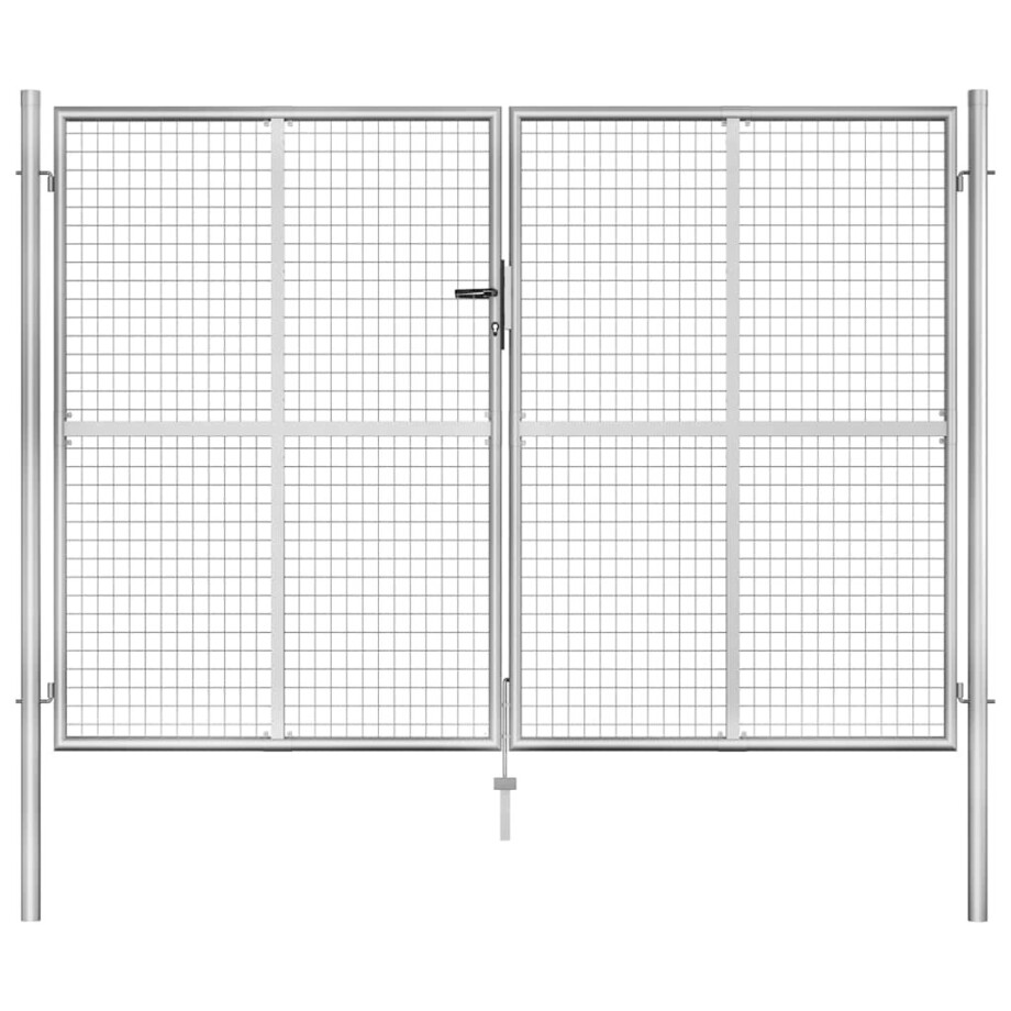 vidaXL Tuinpoort gegalvaniseerd staal 300x175 cm zilver afbeelding 1