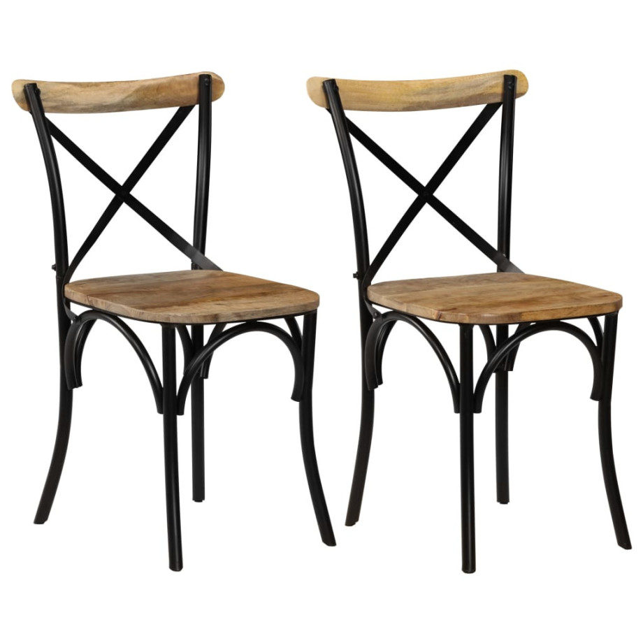 vidaXL Kruisstoelen 2 st massief mangohout zwart afbeelding 1