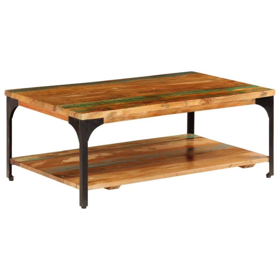 vidaXL Salontafel met schap 100x60x35 cm massief gerecycled hout afbeelding 1