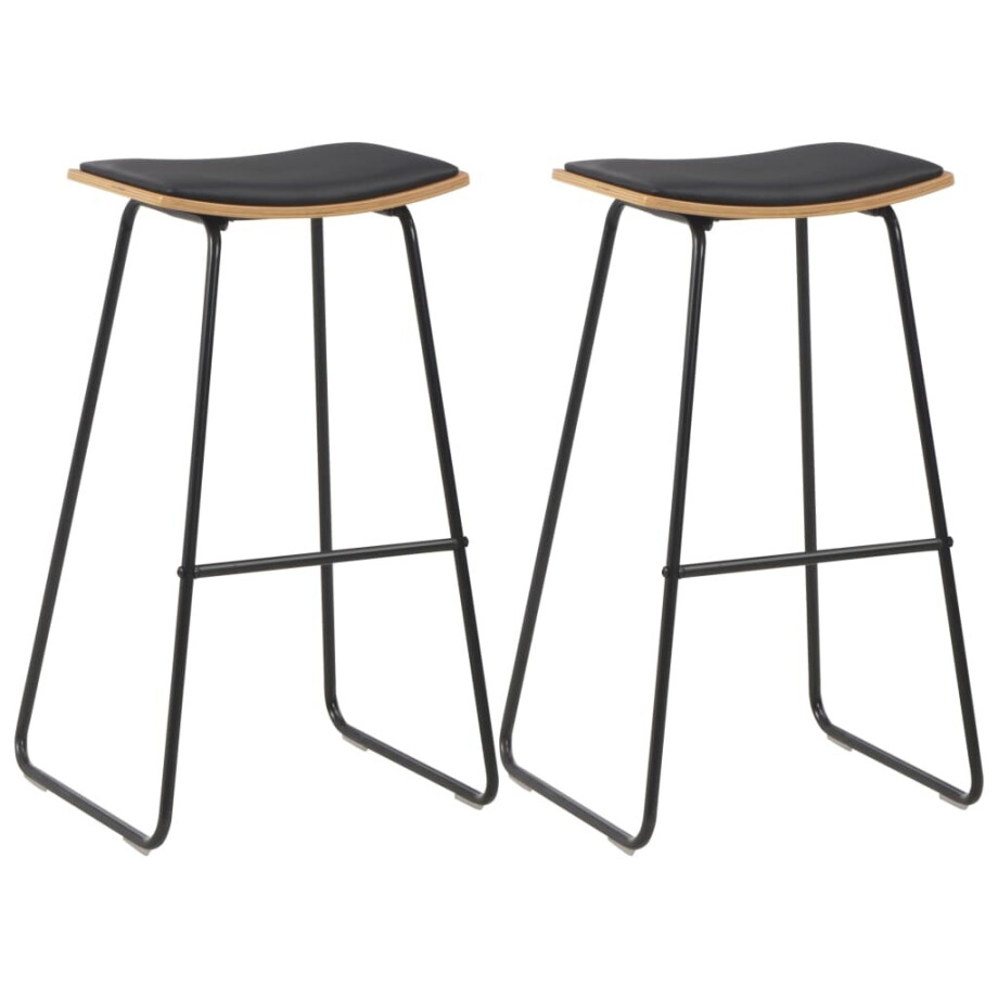 vidaXL Barstoelen 2 st kunstleer zwart vidaXL Barstoelen 2 st kunstleer zwart afbeelding 1
