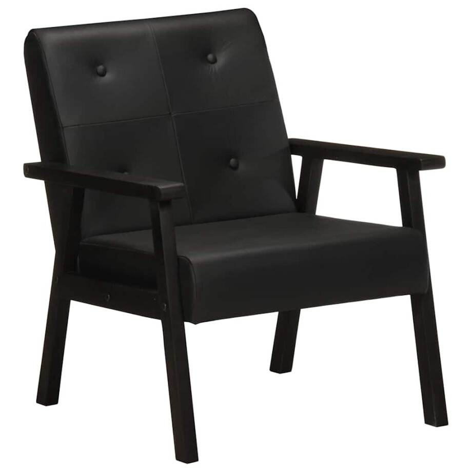 vidaXL Fauteuil echt leer zwart afbeelding 1