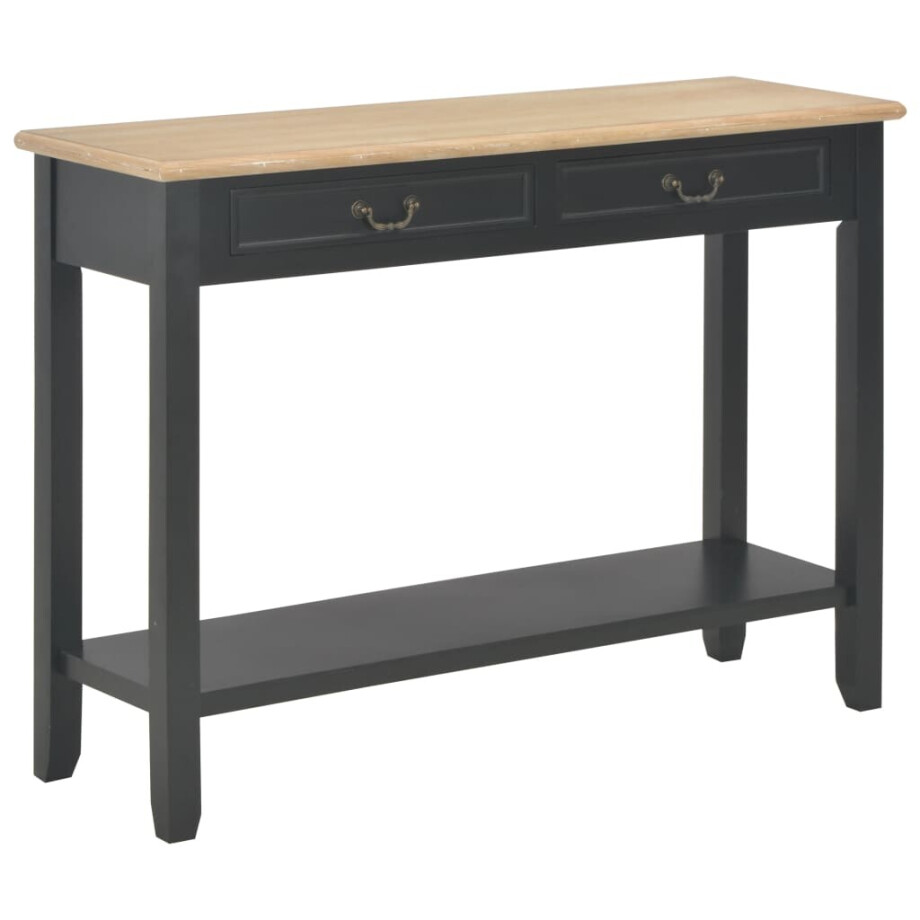 vidaXL Wandtafel 110x35x80 cm hout zwart afbeelding 1