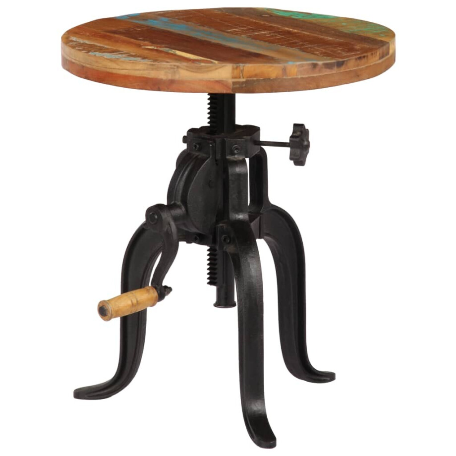 vidaXL Bijzettafel 45x(45-62) cm massief sloophout en gietijzer vidaXL Bijzettafel 45x(45-62) cm massief sloophout en gietijzer afbeelding 1