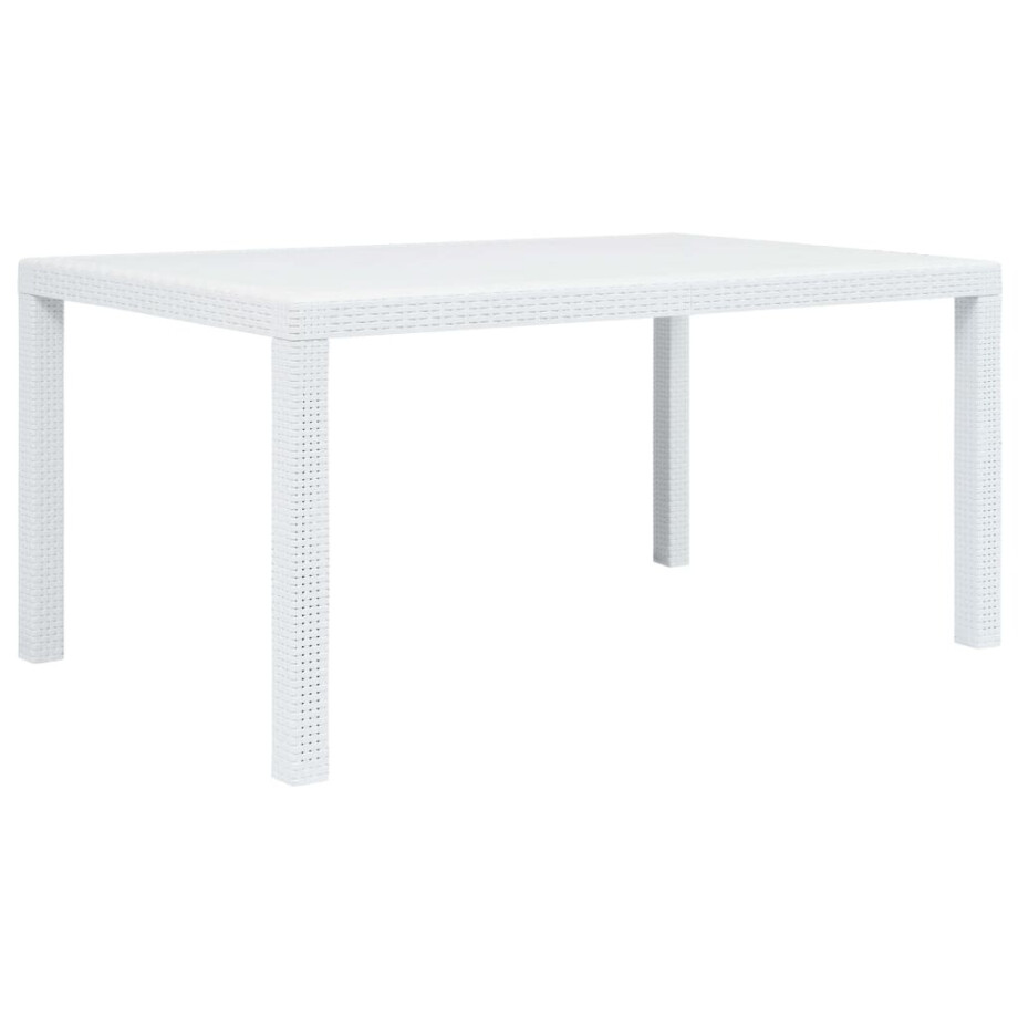vidaXL Tuintafel 150x90x72 cm rattan-look kunststof wit vidaXL Tuintafel 150x90x72 cm rattan-look kunststof wit afbeelding 1