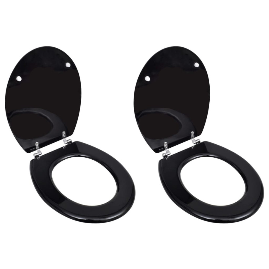vidaXL Toiletbrillen met deksels 2 st MDF zwart afbeelding 1