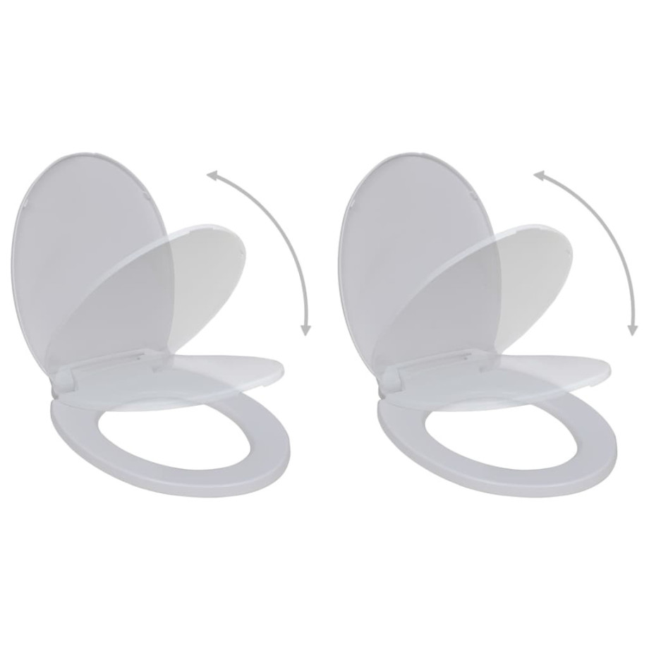 vidaXL Toiletbrillen met soft-close deksels 2 st kunststof wit afbeelding 1