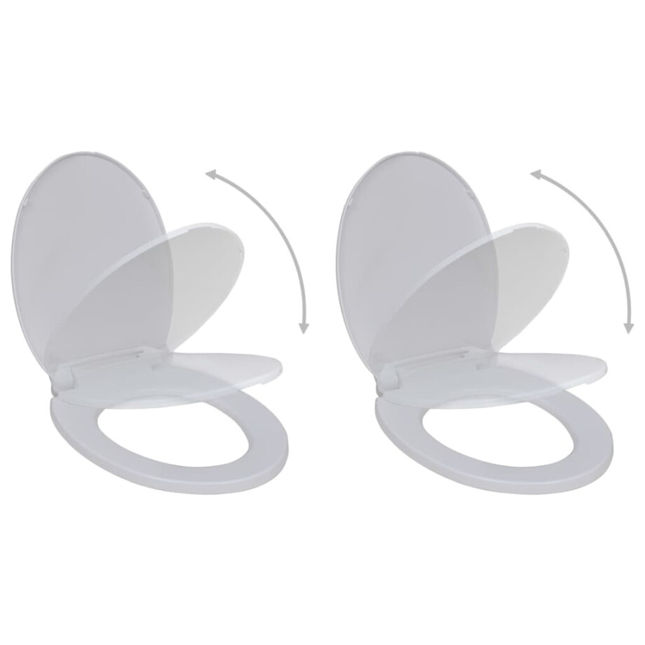 vidaXL Toiletbrillen met soft-close deksels 2 st kunststof wit afbeelding 1