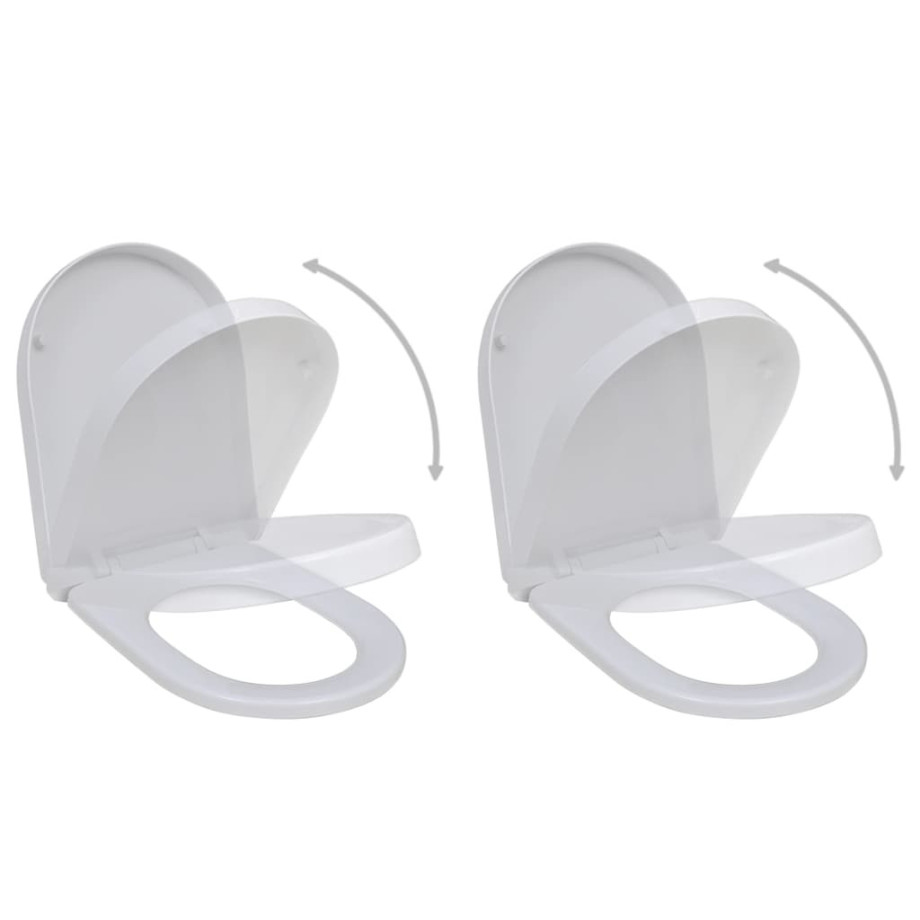 vidaXL Toiletbrillen met soft-close deksels 2 st kunststof wit afbeelding 1