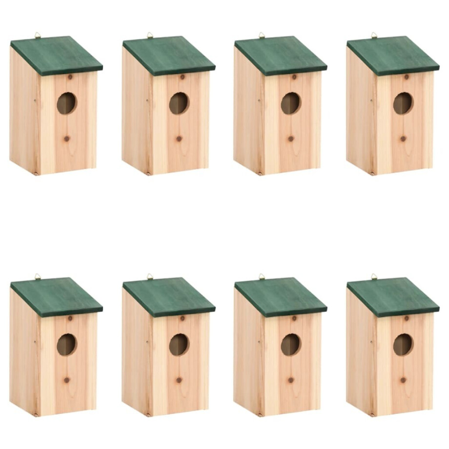 vidaXL Vogelhuisjes 8 st 12x12x22 cm hout afbeelding 1