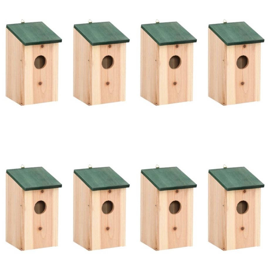 vidaXL Vogelhuisjes 8 st 12x12x22 cm hout afbeelding 1