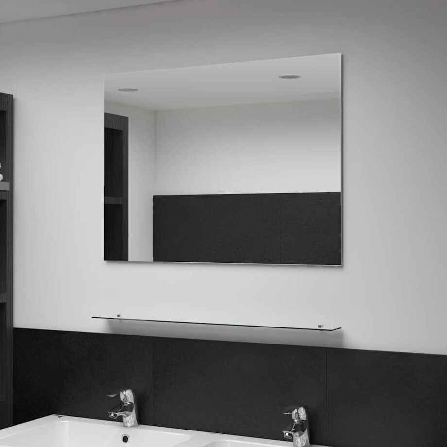 vidaXL Wandspiegel met schap 80x60 cm gehard glas vidaXL Wandspiegel met schap 80x60 cm gehard glas afbeelding 1