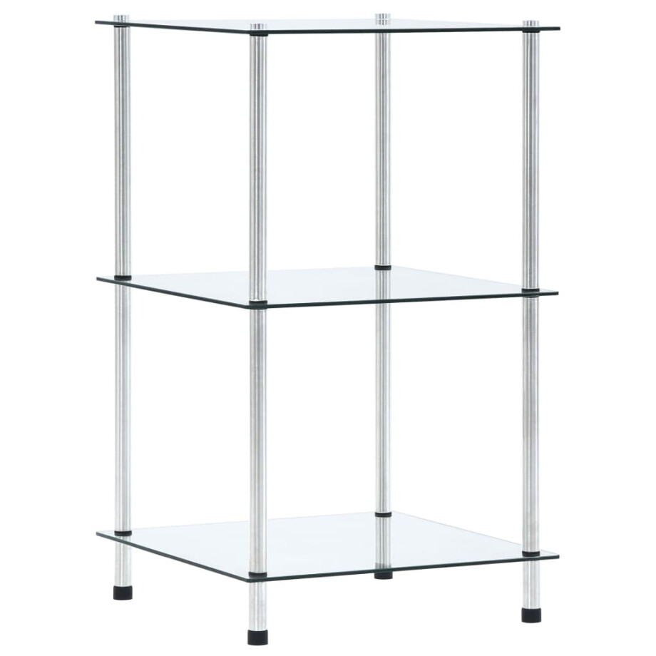 vidaXL Kastje 3-laags 40x40x67 cm gehard glas transparant afbeelding 1