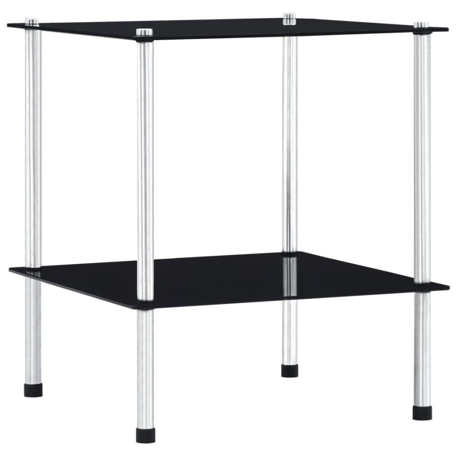 vidaXL Kastje 2-laags 40x40x47 cm gehard glas zwart afbeelding 1