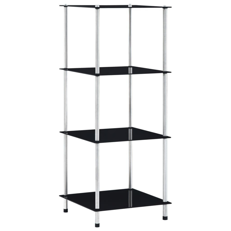 vidaXL Kastje 4-laags 40x40x100 cm gehard glas zwart vidaXL Kastje 4-laags 40x40x100 cm gehard glas zwart afbeelding 1
